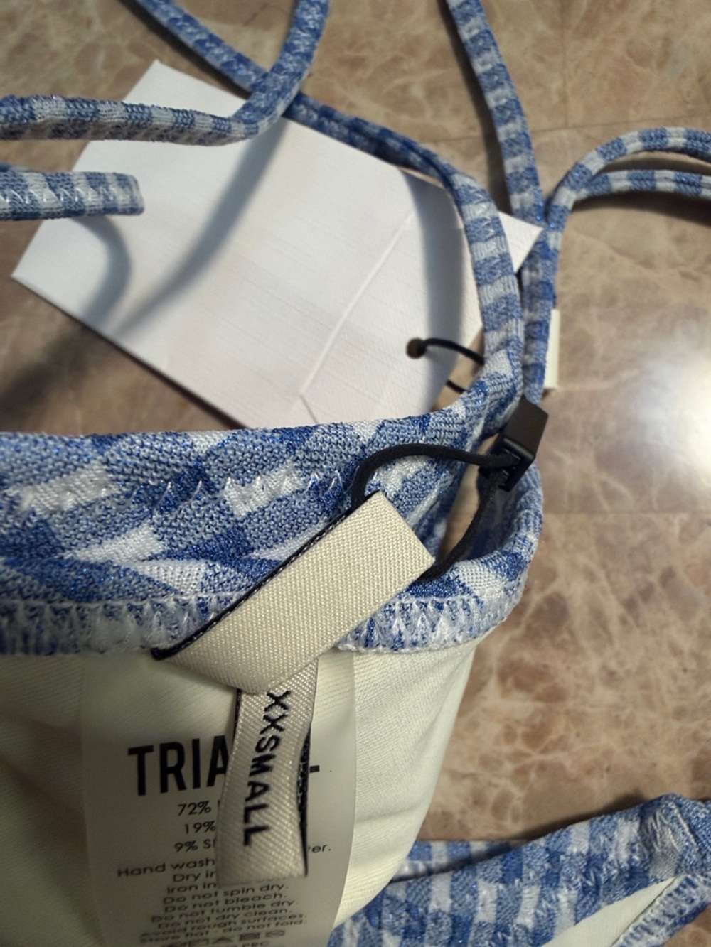 triangl swimwear Blue Gingham Triangle Bikini Set - Picture 8 of 9